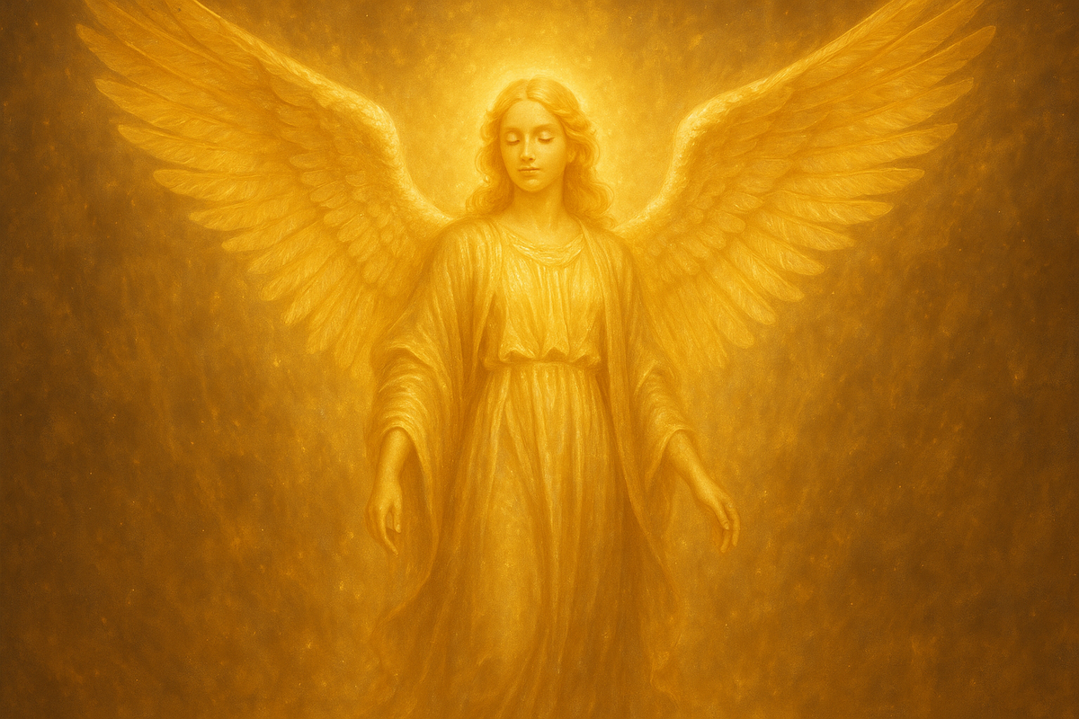 angel dorado cuerpo entero luminoso